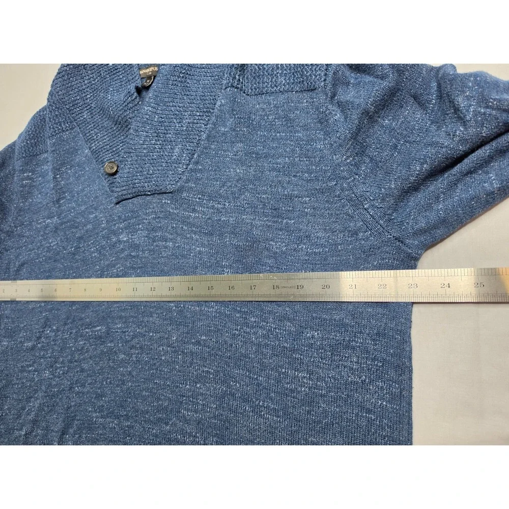 Banana Republic Sweater Mens XL Blue 100% Cotton Tight Knit Shawl Collar Outdoor